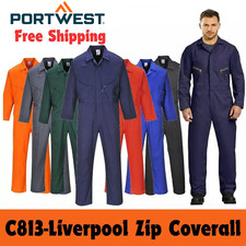PORTWEST Mens Liverpool Zip Coverall Overall Workwear Safety Boiler Suit C813 Uk