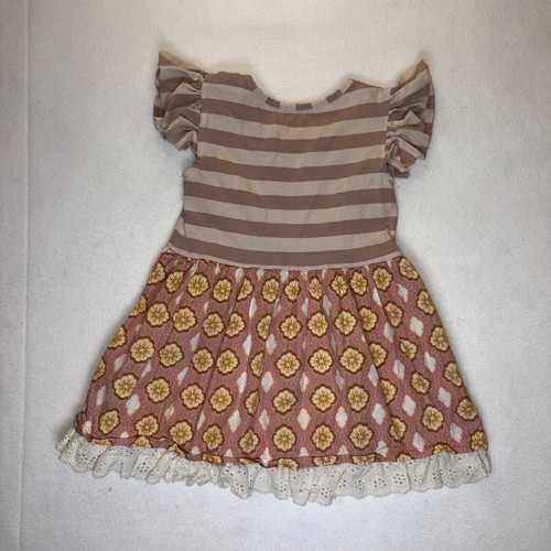 Mustard Pie size 5 Lennon Boutique Top/Cap Sleeves Shirt Stripes Ruffles cottage - Picture 3 of 3