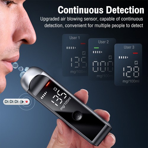 Pohicoo Alcoholimetro Homologado, Alcoholímetro de Alta Precisión, Test Alcoholemia Profesional con Pantalla LCD Digital, Etilometro Portátil para Uso Doméstico y en Fiestas (Negro
