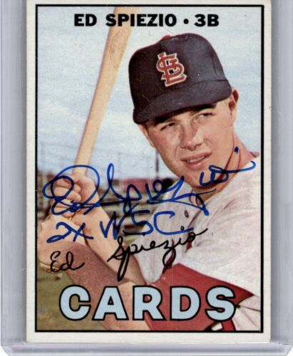 1967 Topps Ed Spiezio Auto « 2x WSC » St. Louis Cardinals #128 IP signée, Beckett - Photo 1/2