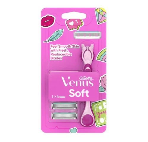 Damen Gillette Venus Soft Rasierer 1'S + Klingen 4'S