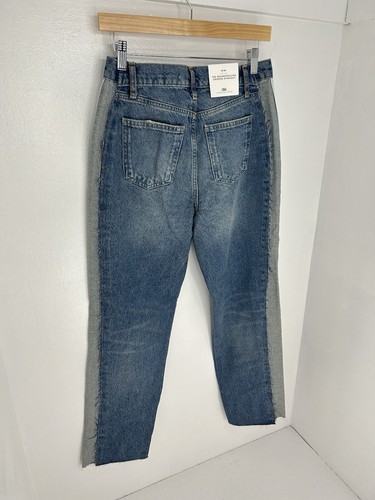 Zara NWT Reconstructed Cropped Straight Jeans Size 6 Two Tone Denim NEW - Picture 9 of 16