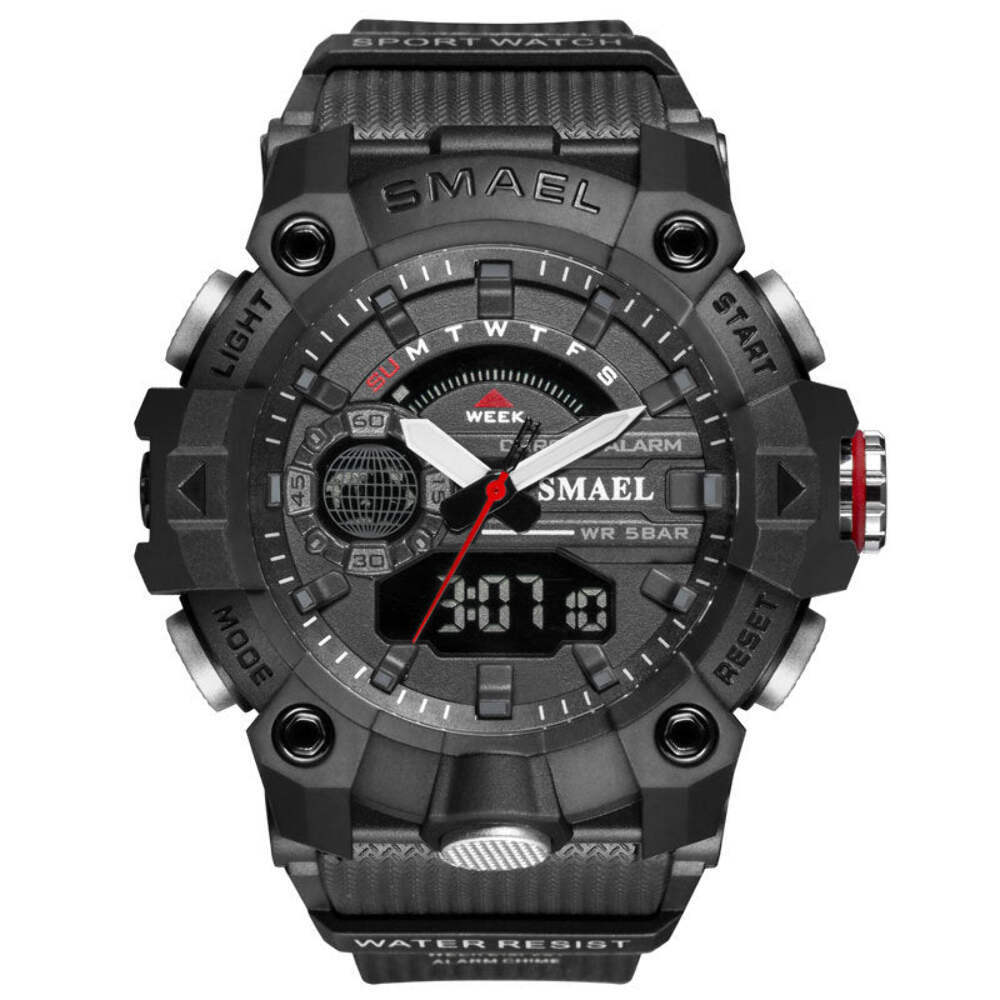 Men's Waterproof Sports Luminous Watch with Rubber Strap and Stainless Steel Buc