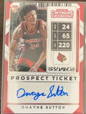 Dwayne Sutton Louisville Basketball Autograph Panini Base Rookie Card Auto 2020