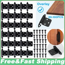 100 Pcs Matte Black Cabinet Hinges Overlay Self Closing for Kitchen Cabinet Door