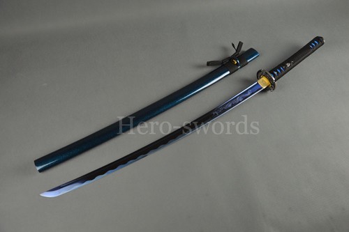 With Blue engraved "Dragon&荣誉“ Japanese Samurai Sword High Carbon Steel Katana - Picture 7 of 11