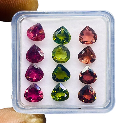 Selene Gems VVS 12 Teilig Natürliche Multi-Turmalin Pear Cut Lose Gemmen