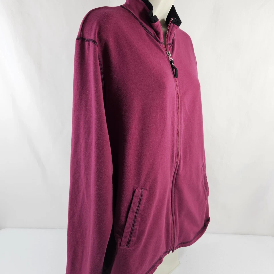 Suéter Style & Co Mujer Cremallera Frontal Abierta Talla 3XL Púrpura Rosa Manga Larga Bolsillo Foto 4 de 4