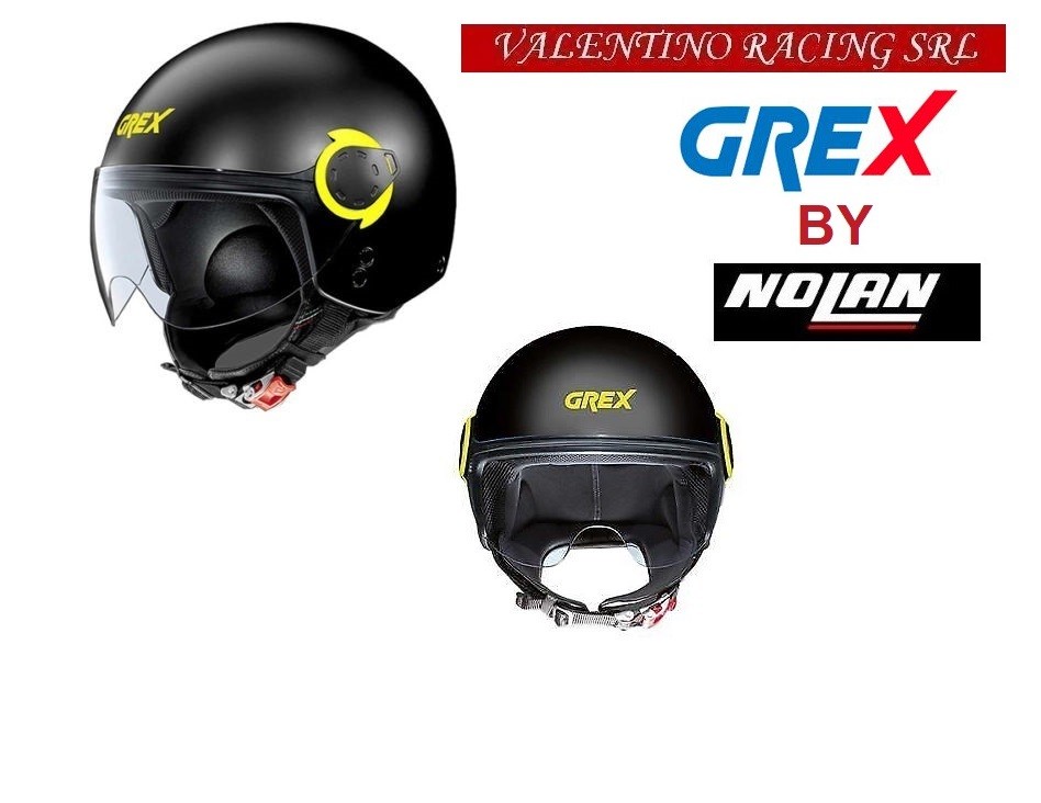CASCO DEMI JET GREX G3.1 E KINETIC FLAT BLACK NERO YELLOW XL 62 Cm MADE IN ITALY