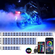 Xprite 8pcs Motorcycle Rgb Led Light Neon Strips Kit Underglow Ir App Control