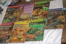 Better Homes Garden Meal in Minutes, Beverage, Barbque 1960's Cookbook set of  7