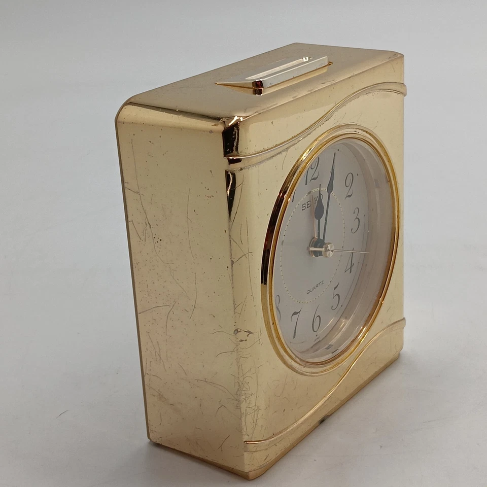 Vintage Gold Tone Plastic SEIKO Quartz Alarm CLOCK Tested Working - Image 4 of 4