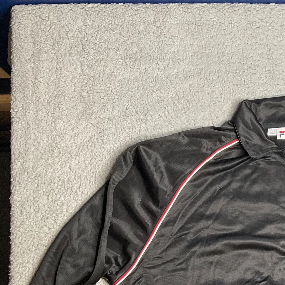 Fila Vintage 90s Track Jacket Black Stripe Accent Full Zip Mens 3XLT - Image 4 of 4