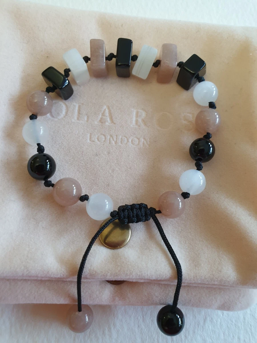 BEAUTIFUL LOLA ROSE TAUPE WHITE BLACK QUARTZ GEMSTONE BRACELET VGC