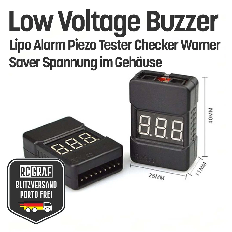4x Lipo Alarm Piezo Tester Warner Checker 2S-8S Saver mit Schutzgehäuse Buzzer - Bild 3 von 4