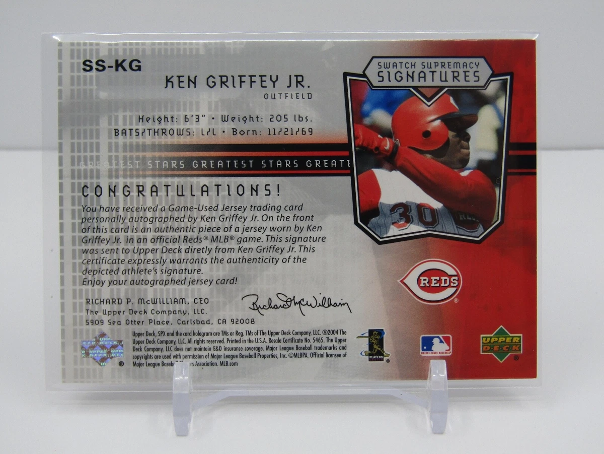 KEN GRIFFEY JR. 2004 UPPER DECK SPX GAME USED PATCH AUTOGRAPH #33 