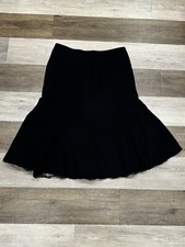 Zara Woman Flare Skirt Women  s Sz 4 Black Polyester Lined Lace Trim in EUC 