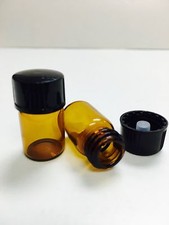 144 Pcs Amber 5/8  Dram Glass Vials with Cone Liner caps (15mmX26mm)