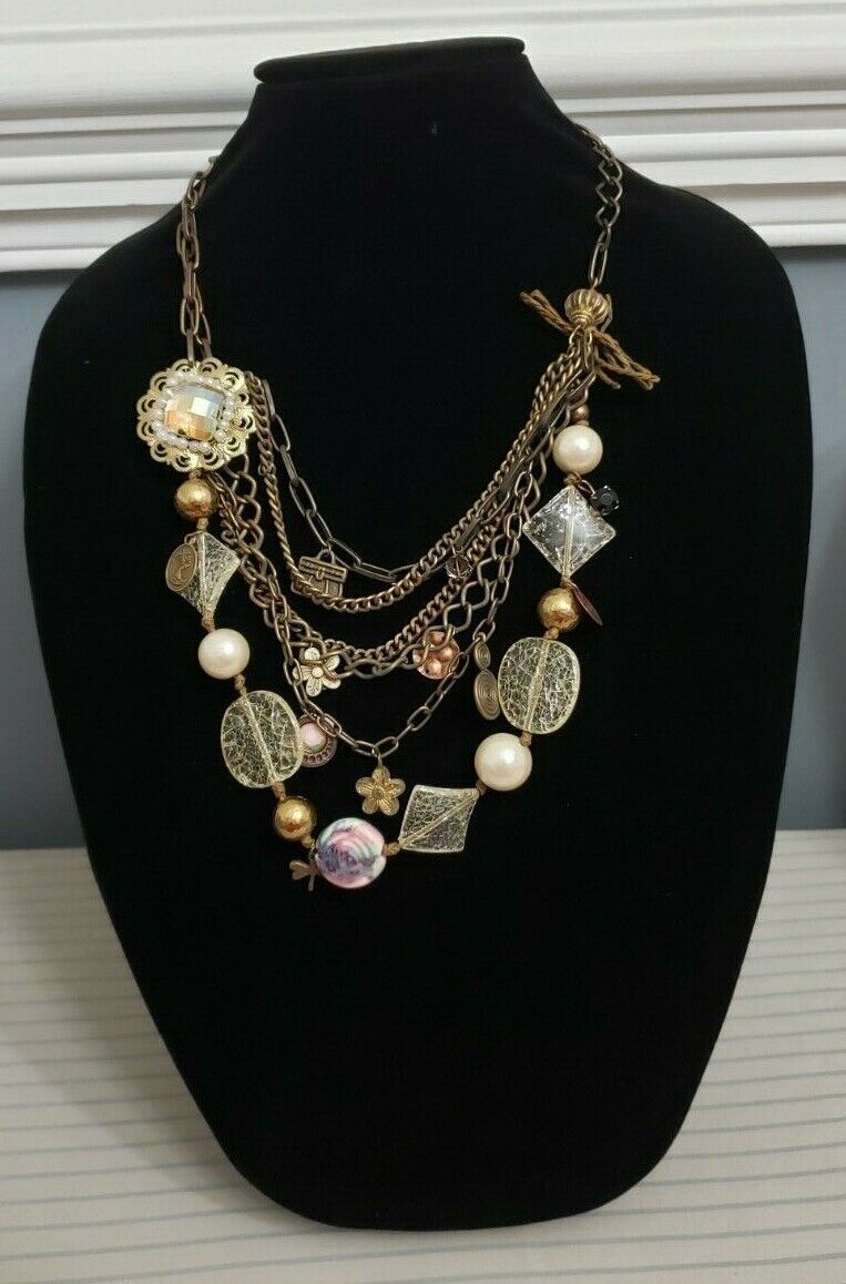 STATEMENT COSTUME JEWELRY – COCKTAIL NECKLACE! – METAL – BEADS – MSRP: $38.99