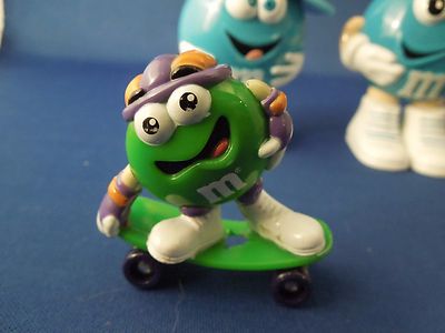 Lot of 3 M&Ms Toys 2 Blue M&Ms with Hats 1 Green M&M with