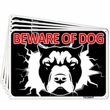 4 Pack Beware of Dog Sign for Home Business Indoor/Outdoor Aluminum Rust Free