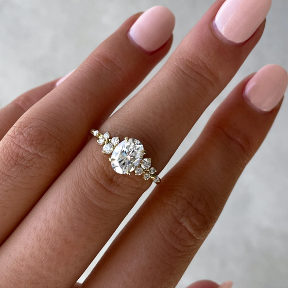 Engagement Ring Diamond 1.20 Ct Oval Cut IGI Lab Created  18k Yellow Gold E F VS-image