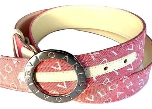 Authentischer Bvlgari neuer rosa Signaturgürtel mit beigeem Leder Gr. 42 - Bild 4 von 9