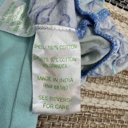 Lilly Pulitzer Girls Tenley Romper Shorts Off Shoulder Floral Blue Cotton Size L - Picture 7 of 8