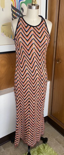 Zara Knit Dress Sz M multicolor zig zag 