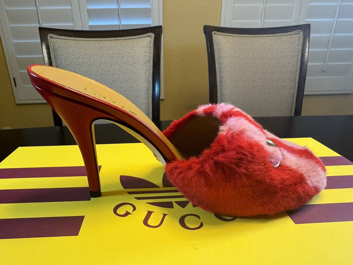 New Gucci x Adidas Horsebit Pink Red High Heels Shoes Size New Gucci x Adidas Horsebit Pink Red High Heels Shoes Size