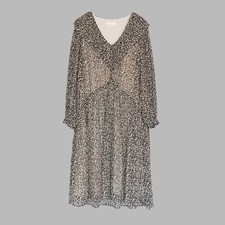 Anthropologie Ruffled V-neck Print Midi Dress | UK 10 | EU 38