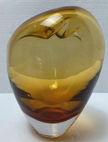 "Florero de vidrio ahumado ámbar cristal Cuore corazón grande de Murano raro 7"" de alto" - Imagen 4 de 12