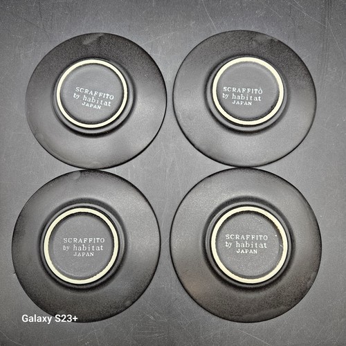 Scraffito by Habitat Japan 4 Kaffee Espressotassen & Untertassen schwarz Keramik Swirl - Bild 10 von 24