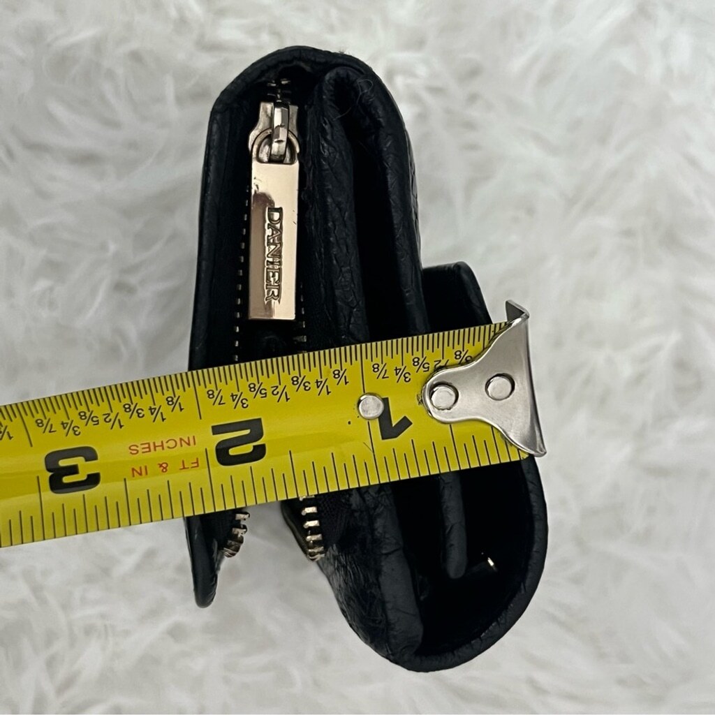 Danier Vintage Leather Python Embossed Black Wall… - image 11