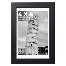 4x6 Picture Frame, Black Photo Frame for 3.5x5 with Mat or 4x6 Without Mat, Tabl