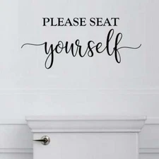 PLEASE SEAT YOURSELF Bathroom Lettering Vinyl Wall Decal Quote Home Decor