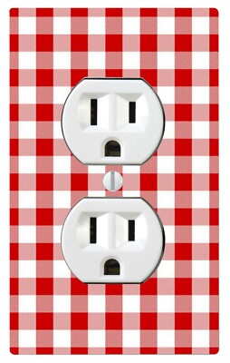 Red and White Gingham Switch Cover, Home Decor, Night Light, Cabinet knob