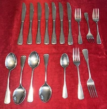17 Pieces The Cellar Stainless Steel CLF20 Mixed Lot Forks, Spoons, Knives