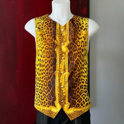 GIANNI VERSACE silk vest Miami with Medusa print size 54 from S/S