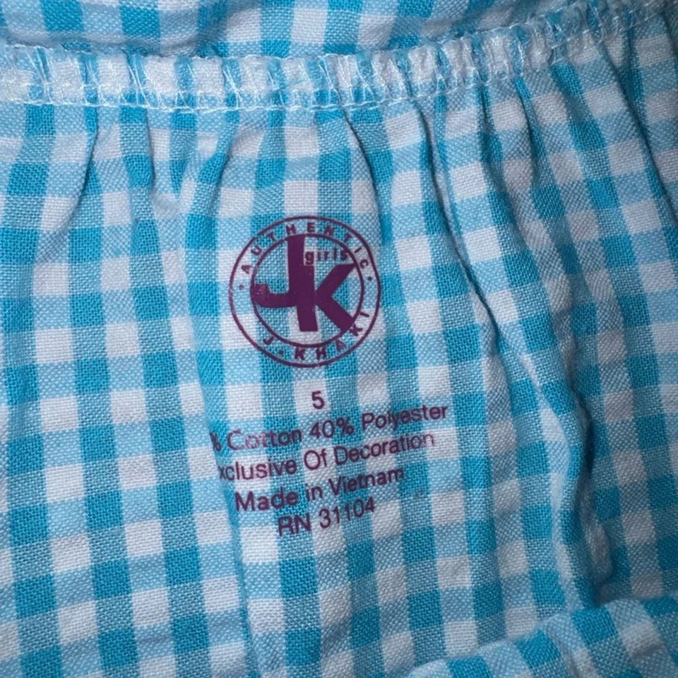 Vestido J. Azul Caqui a Cuadros con Apliques de Rana Foto 3 de 4