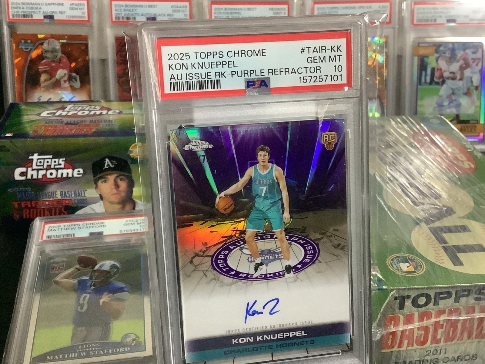 2025 Topps Chrome Kon Knueppel Rookie Purple Refractor Auto /75 PSA 10