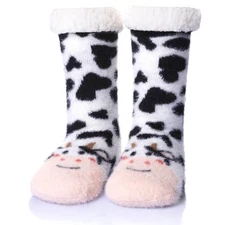 Womens Slipper Fuzzy Socks Winter Thermal Cozy Warm Fleece Lined Non Slip Flu...