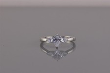 Sterling Silver Triple Pear Cut Cubic Zirconia Band Ring 925 Sz: 8