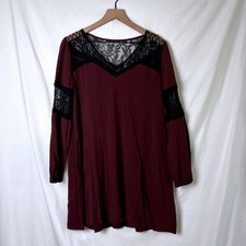 Express Womens Mini Dress Burgundy Size S Lace Long Sleeve Gothic Romantic Boho