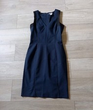 H&M Navy Blue Stretch Pencil Dress Bodycon Wiggle Workwear Office Smart UK10/12