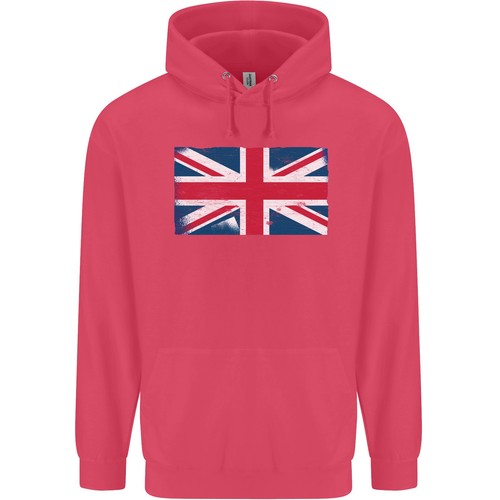 Distressed Union Jack Flag Great Britain Childrens Kids Hoodie - Picture 12 of 37