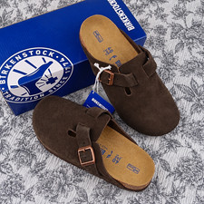 Birkenstock Boston Soft Footbed Suede Leather Mocha Clog Unisex Shoes EU37-45New