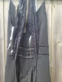 Privy Women's Black Size M Wide Leg Open Back Lace Jumpsuit