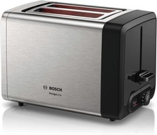 Bosch Kompakt Toaster DesignLine TAT4P420DE Liftfunktion, 970W Edelstahl/schwarz
