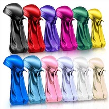 BIGEDDIE 12Pcs Durag Pack, Durags for Men Silky, Silk Durag for Men Women Wav...